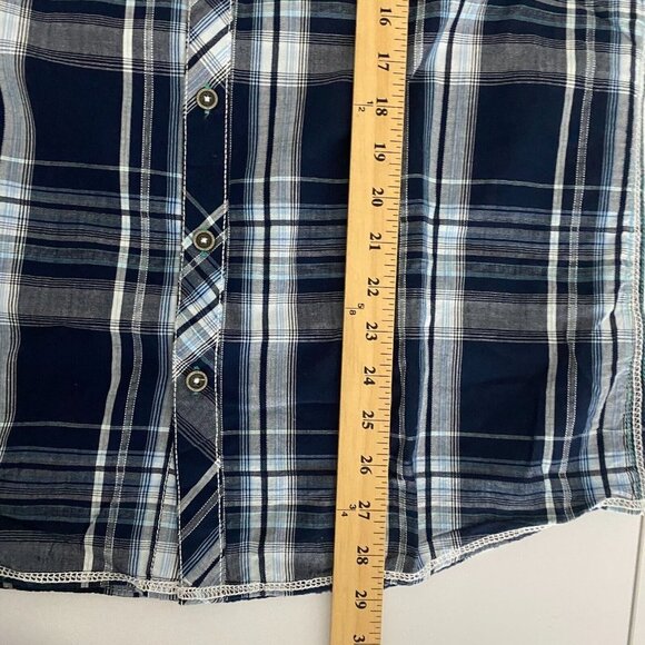 BKE Athletic Fit Button Up Shirt Mens Large Blue Plaid Athletic Fit Long Sleeve - Picture 9 of 11
